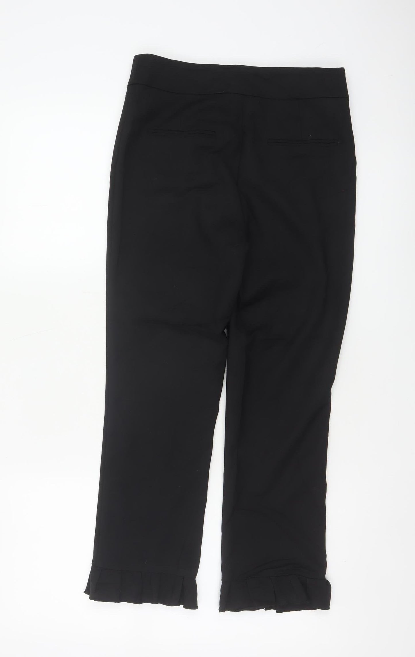 Marks & Spencer Women's Black UK 6 Ruffle Hem Straight Dress Trousers