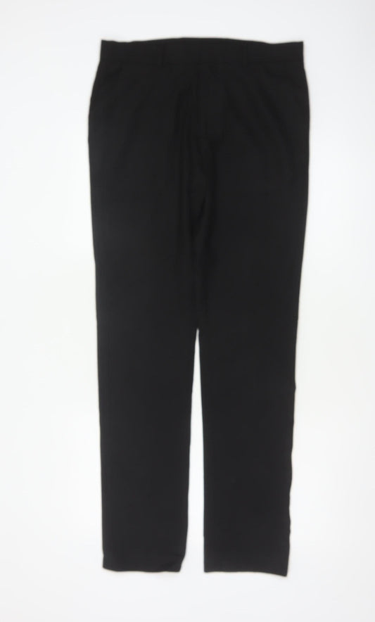 Topman Men’s Black 32L Straight Flat Front Dress Trousers