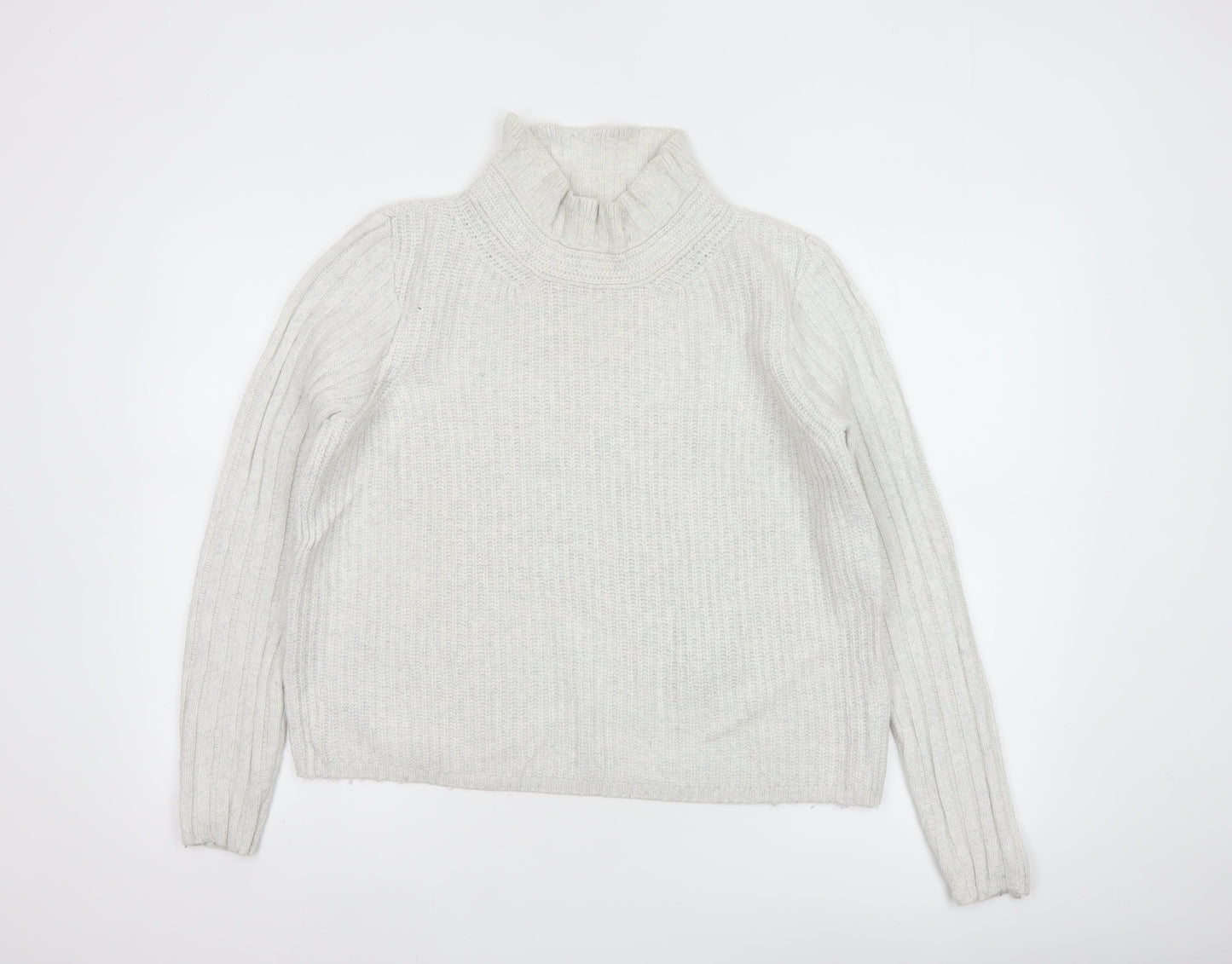 Hush Women’s Ivory S Wool Blend Roll Neck Cable Knit Jumper