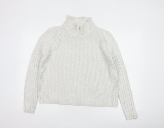 Hush Women’s Ivory S Wool Blend Roll Neck Cable Knit Jumper