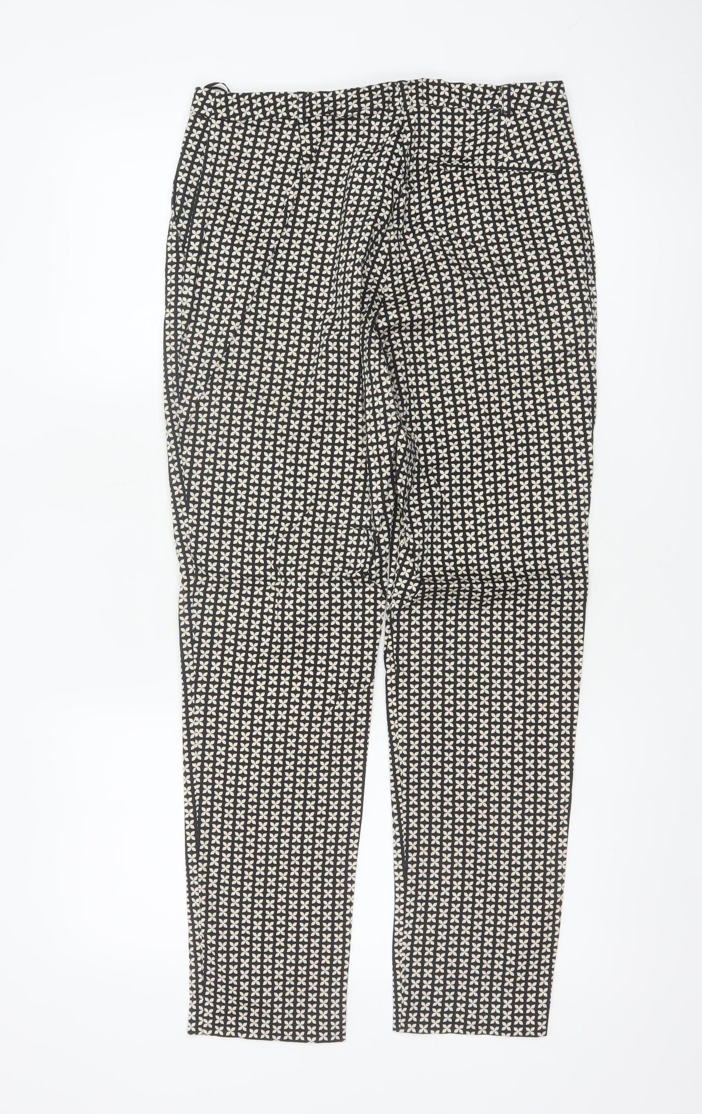 Oasis Women Black Ivory Floral Skinny Stretch Trousers UK 10