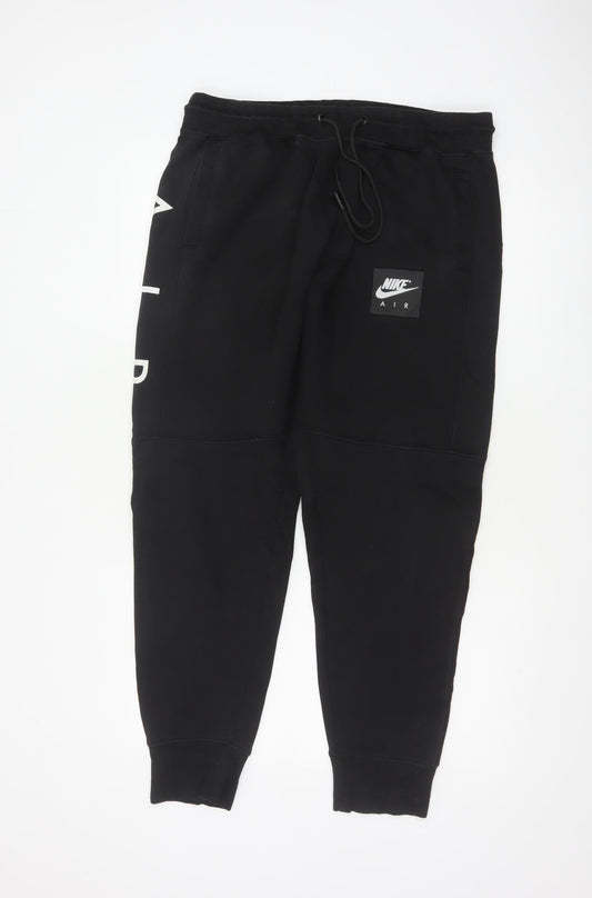 Nike Air Men's Black XL Fleece Jogger Sweatpants Logo Zip Pocket