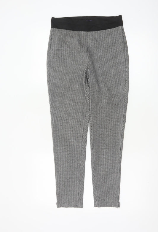 Marks & Spencer Women Grey Check Skinny Leggings UK 8 Short Stretch