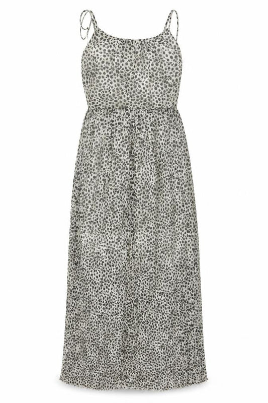 Marks & Spencer Women Grey Animal Print Pleated Maxi Dress UK 10