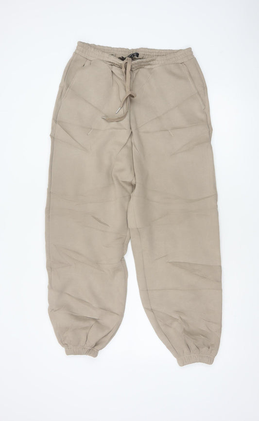 WANDERDOLL Women Beige S Jogger Trousers Drawstring Cuffed Pockets