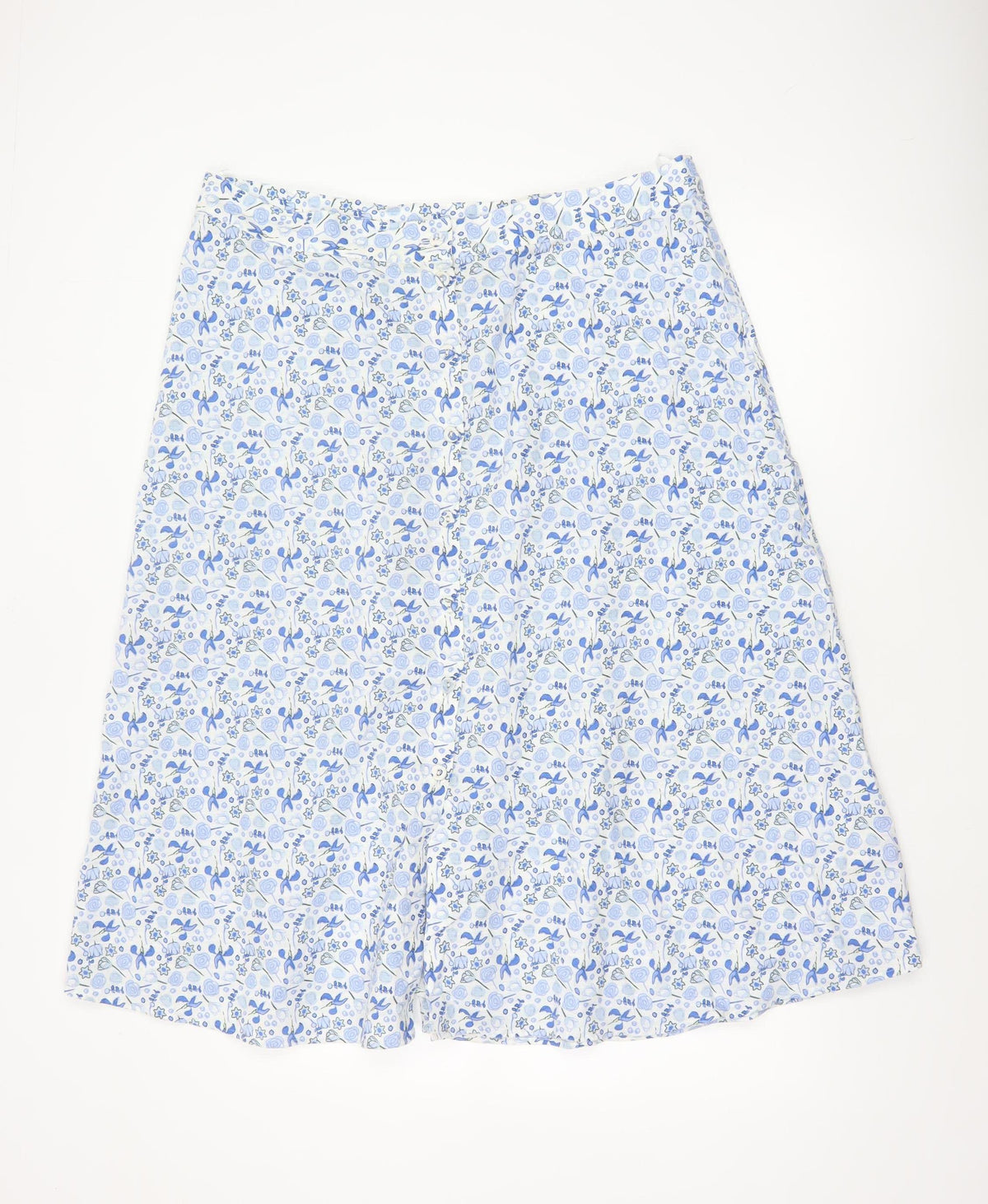Marks & Spencer Women Blue Floral Midi A-Line Skirt UK 20