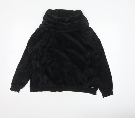 Marks and Spencer Women Black UK 10 Velour Cowl Neck Lounge Jumper