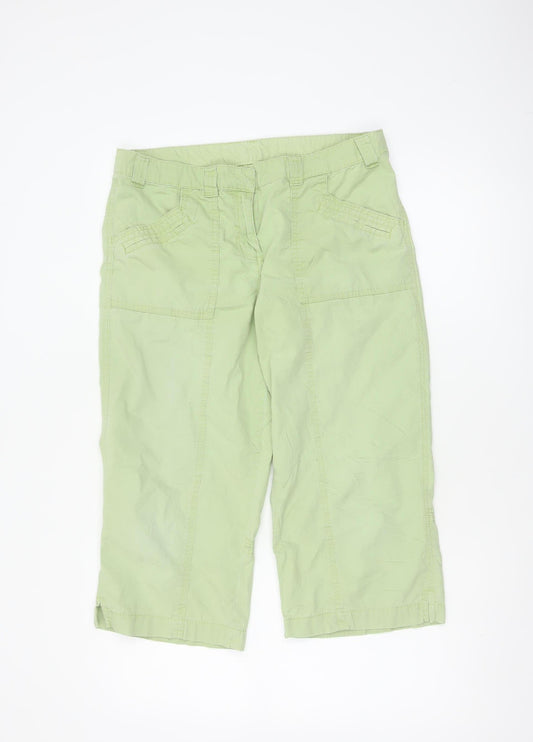 Marks & Spencer Women Green UK 12 Capri Cotton Cargo Trousers
