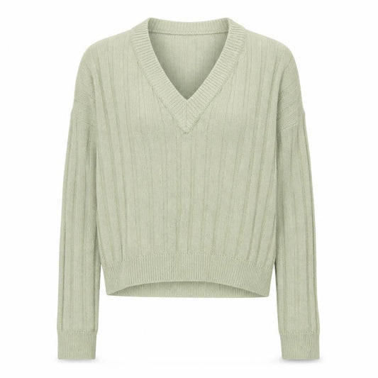 Brave Soul Women Green Size 8 V-Neck Cable Knit Pullover Jumper