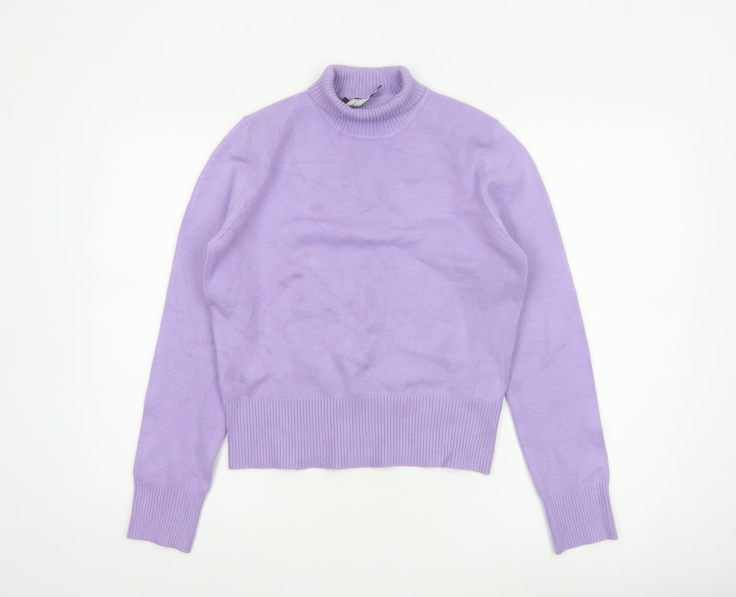 French Connection Women Purple L Roll Neck Knit Pullover Jumper