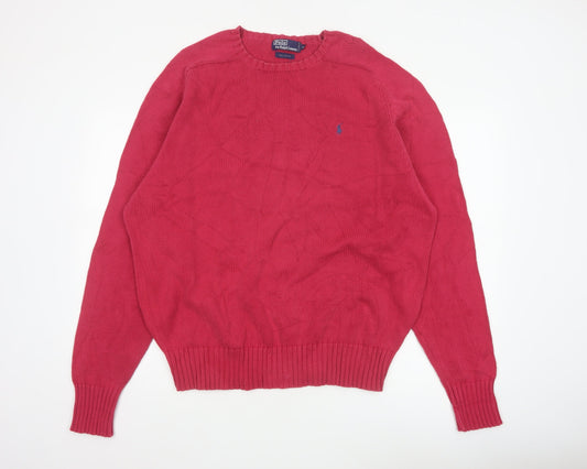 Polo Ralph Lauren Men's Pink XS Crew Neck Cotton Logo Jumper