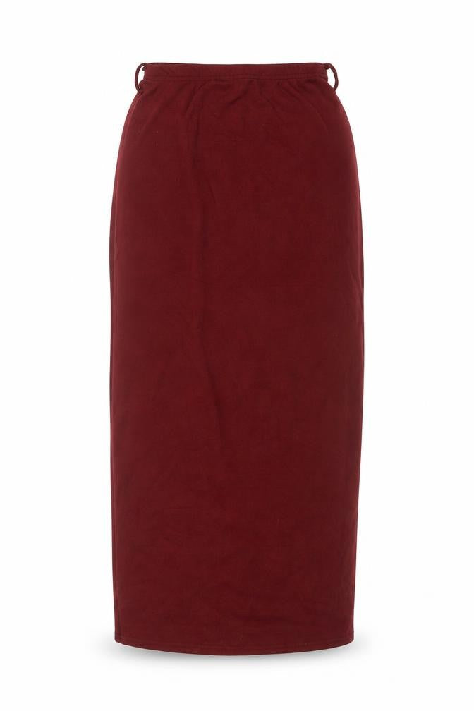 PRETTYLITTLETHING Women Red UK 8 Long Pencil Skirt Drawstring Slit