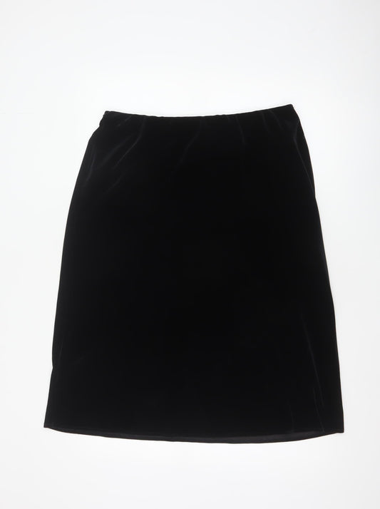 Berkertex Women Black Size 16 Velvet A-Line Knee Length Skirt
