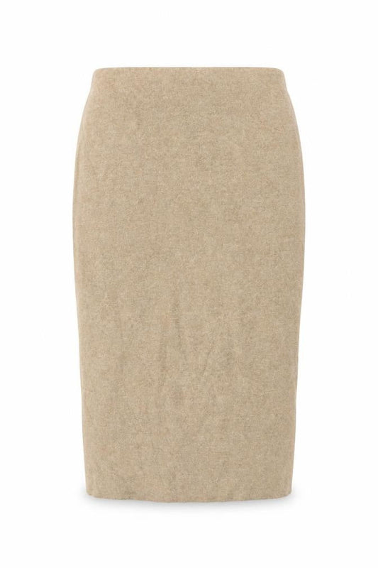 Zara Women Beige S Knit Midi Pencil Skirt Elastic Waist Stretch