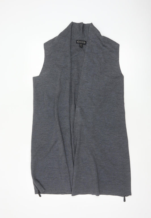Nanette Lepore Women’s Grey L Sleeveless Open Knit Longline Cardigan