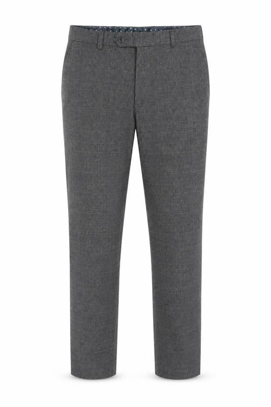 Next Men’s Grey Check Dress Trousers 32in Waist Short 29in Tapered