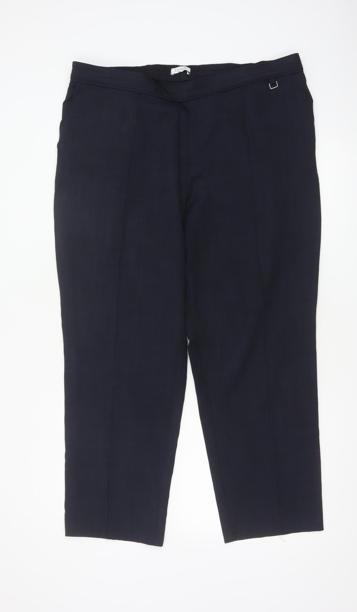 Marks & Spencer Women's Navy UK 18 Short Straight Leg Tailored Trousers