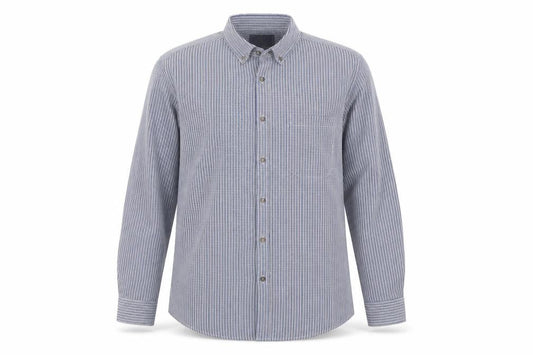 Atlantic Bay Men's Blue Check Button Down Shirt L Long Sleeve Polyester