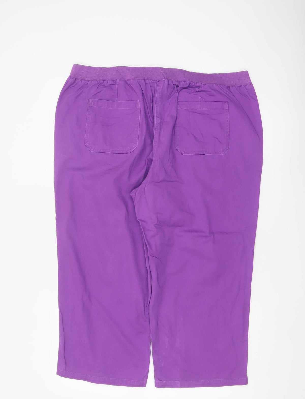 Cotton Traders Women Purple Size 18 Cropped Straight Cotton Trousers