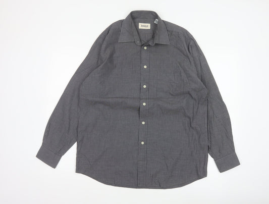 Jonelle Men’s Grey Pinstripe 15.5 Long Sleeve Button-Up Shirt