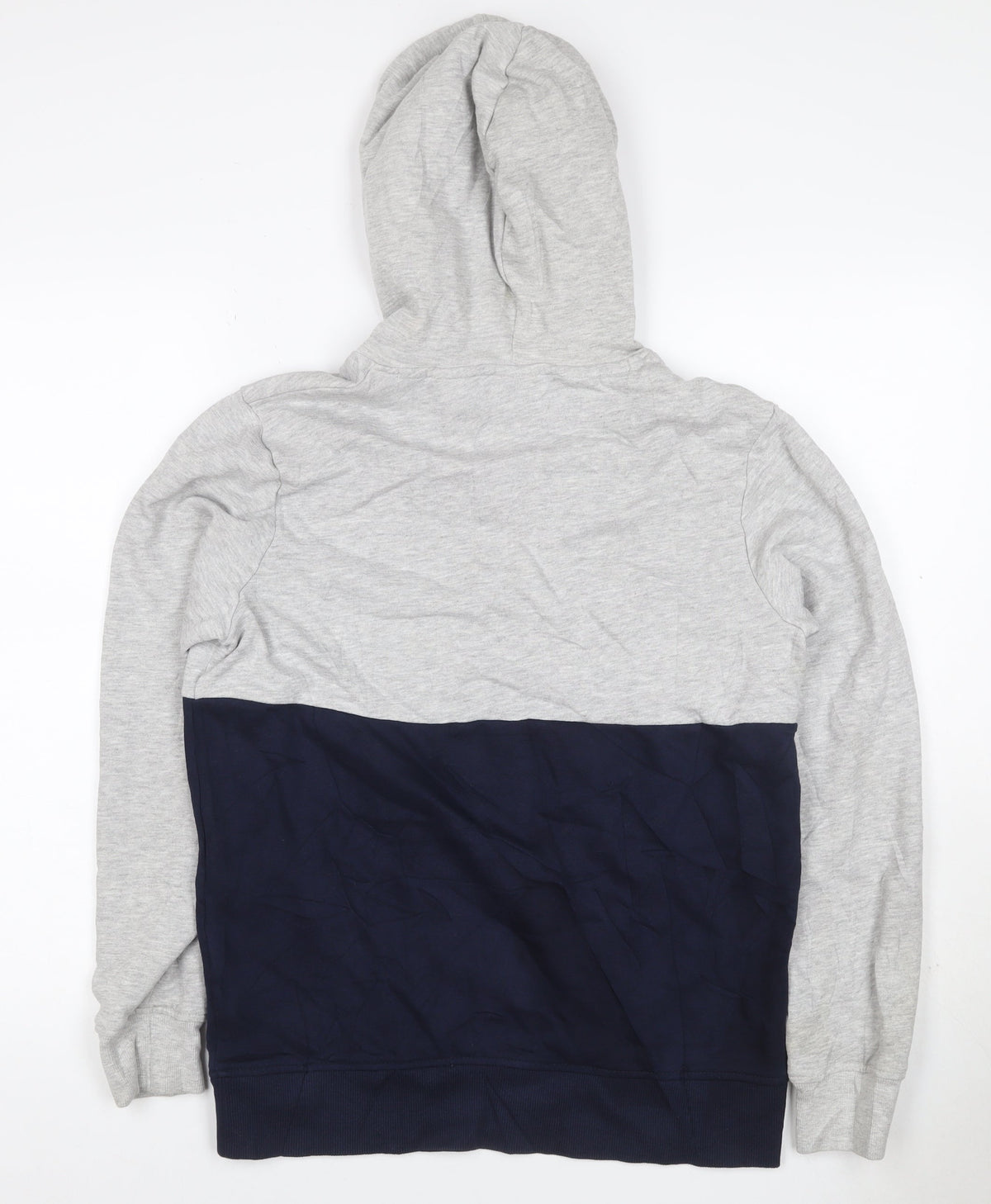 Jack & Jones Men's Grey Navy S Pullover Hoodie Graphic Logo Drawstring