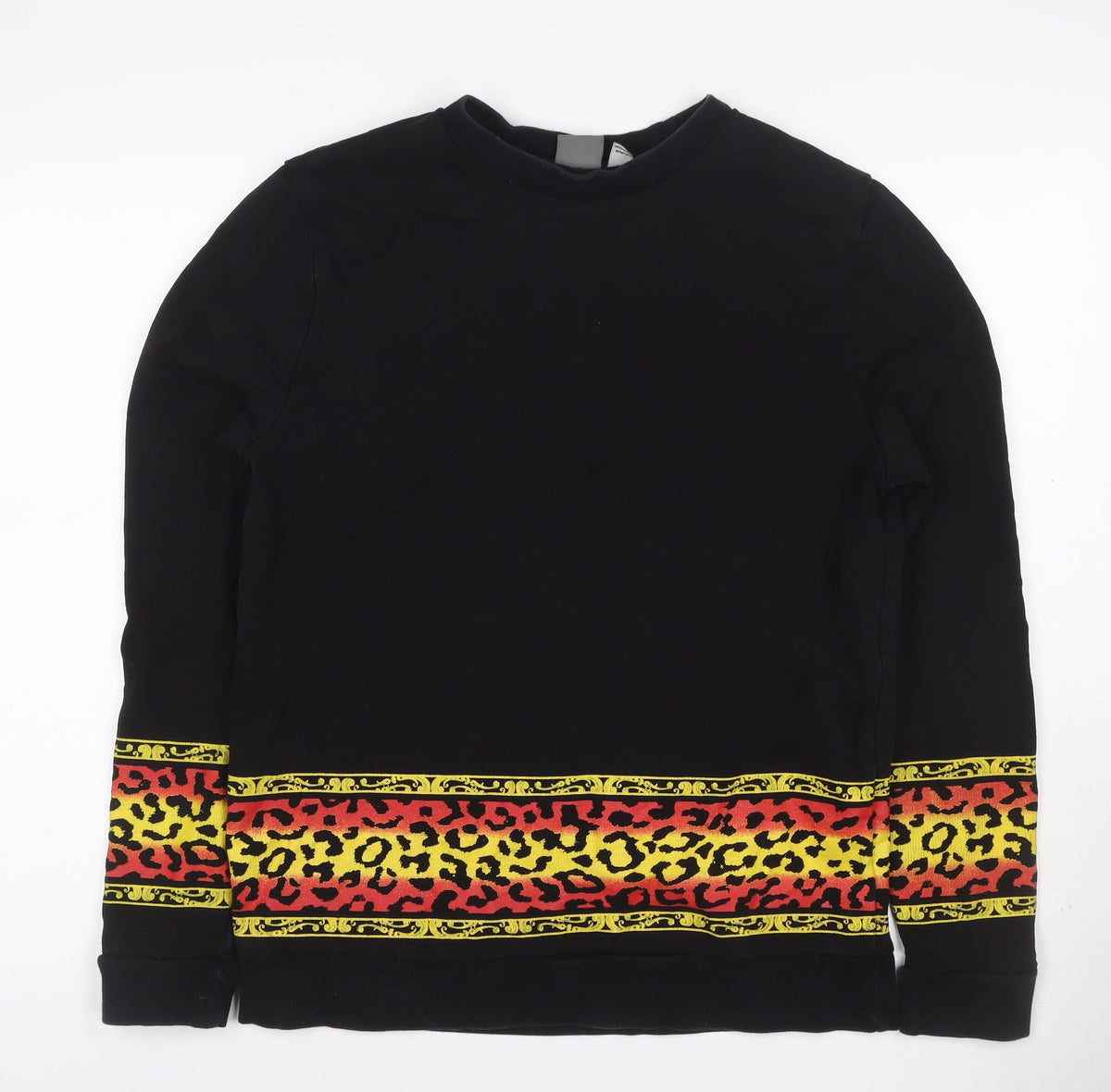 Additional front view of ASOS Men’s Black M Crew Neck Leopard Print Pullover Sweatshirt