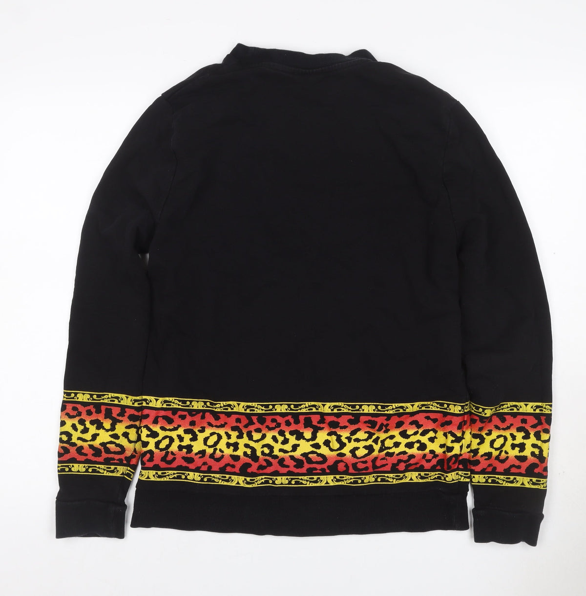 Back view of ASOS Men’s Black M Crew Neck Leopard Print Pullover Sweatshirt