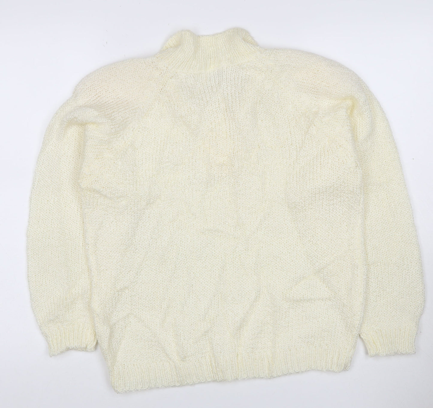 Etam Women’s Ivory Size 10 Chunky Knit Collared Henley Jumper