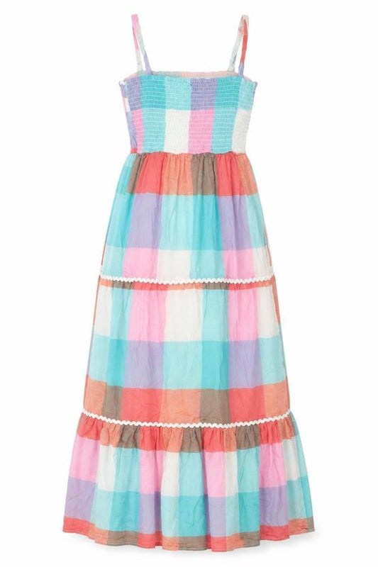 Lipsy London Women Multicoloured UK 8 Maxi Long Cotton Check Sundress