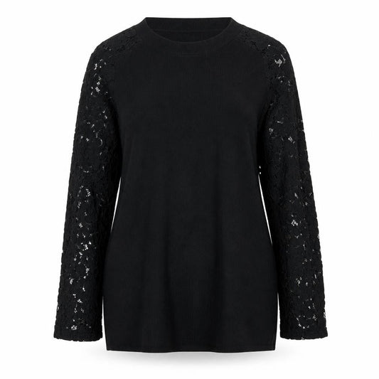 Apricot Women’s Black UK 14 Lace Sleeve Mock Neck Knit Tunic Jumper