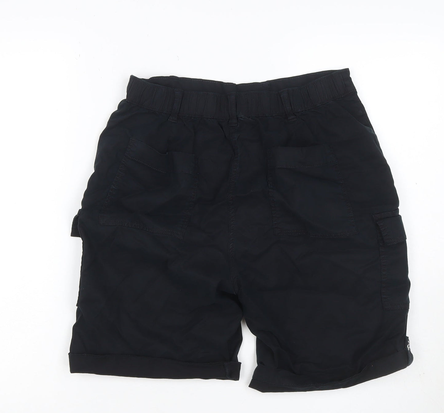 M&S Women’s Black UK 8 Cargo Shorts Cuffed Stretch Pockets