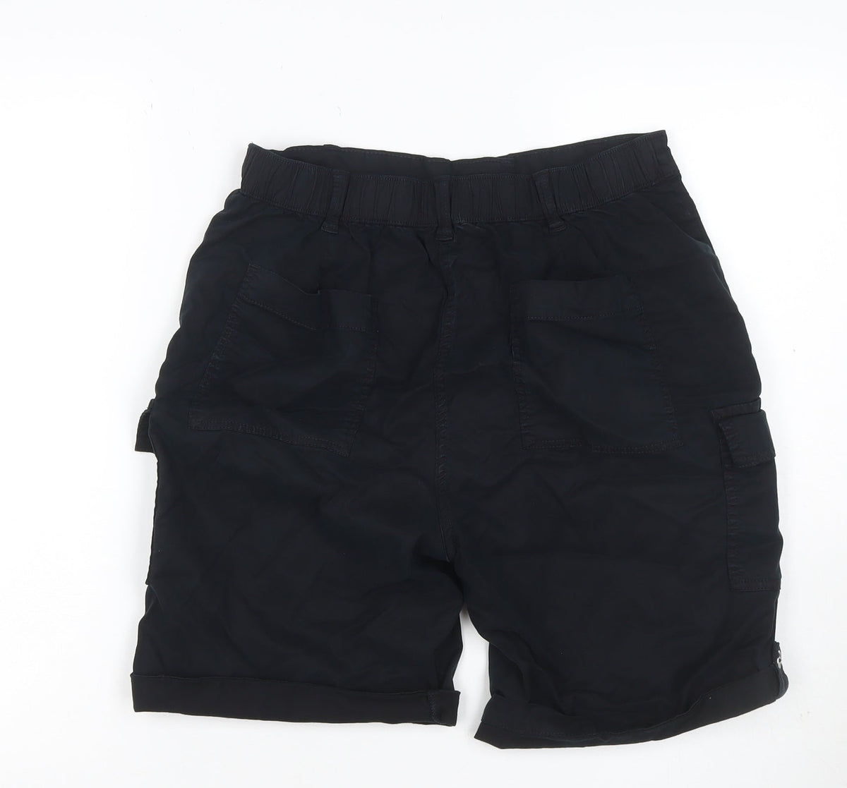 M&S Women’s Black UK 8 Cargo Shorts Cuffed Stretch Pockets