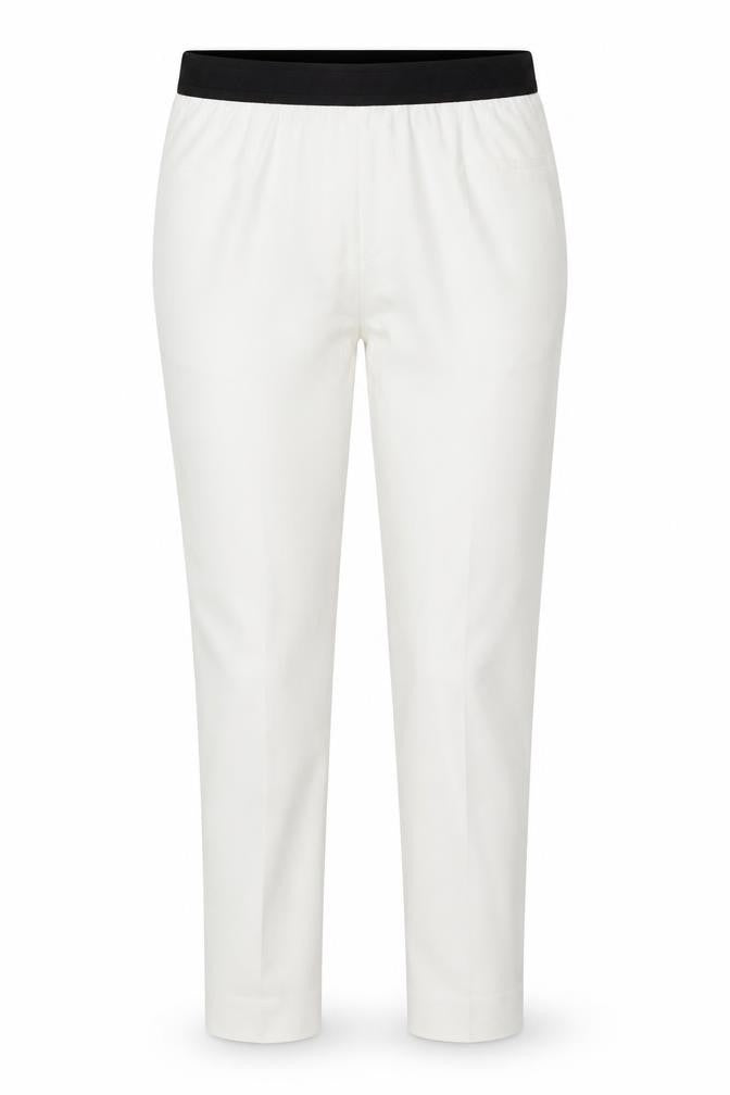 Zara Women White Size S Stretch Pull-On Straight Trousers with Pockets