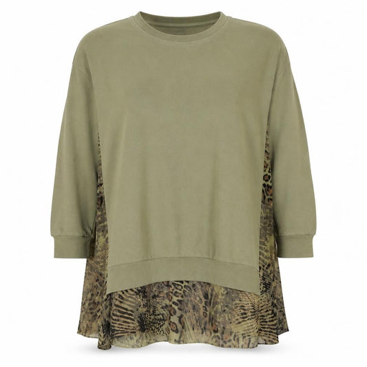 La Postcard Women Green Size 2 Leopard Print Long Sleeve Tunic Top