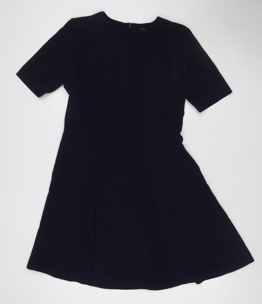 Banana Republic Women Navy Size 8 Knee Length Sheath Long Sleeve Dress
