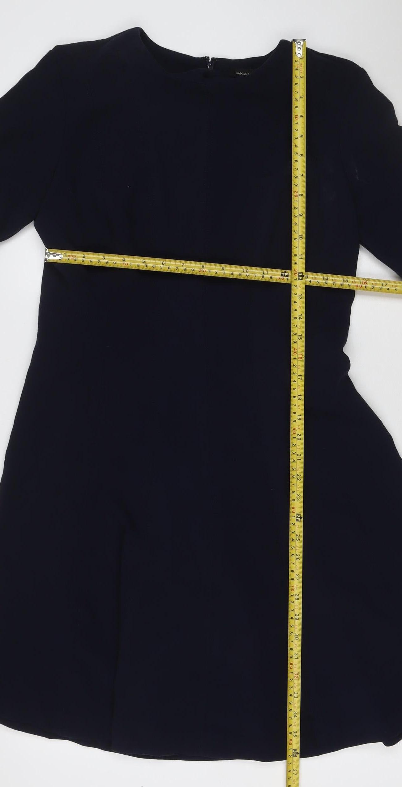 Banana Republic Women Navy Size 8 Knee Length Sheath Long Sleeve Dress