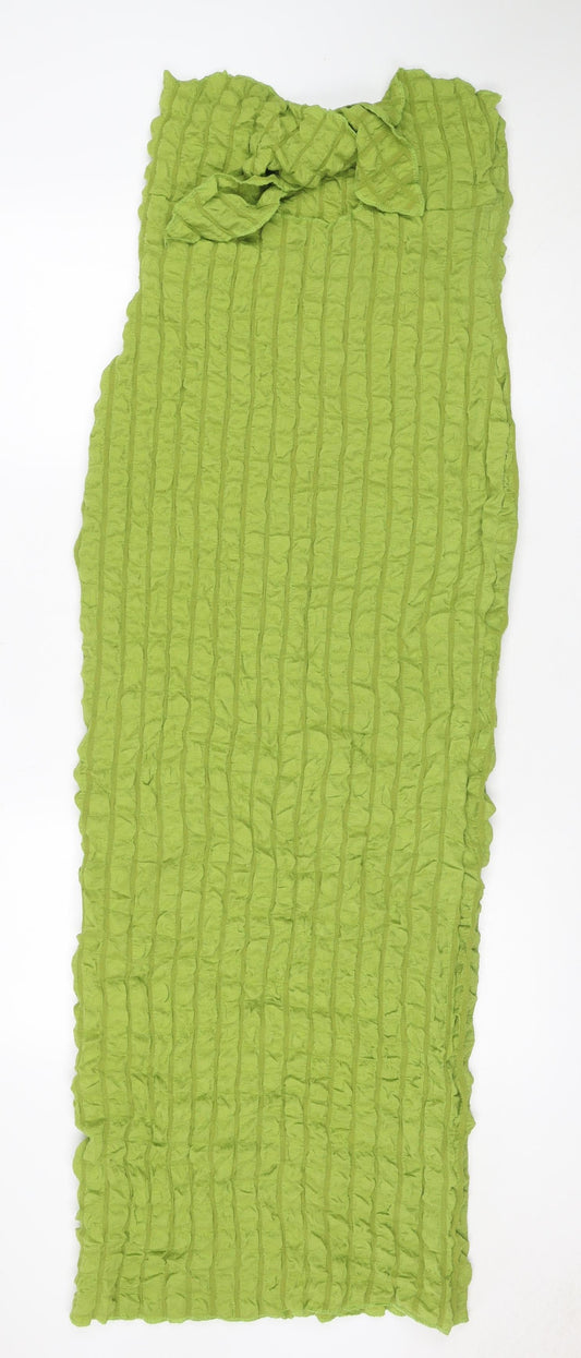 PrettyLittleThing Women Green UK 12 Ruffle Bodycon Knee Dress