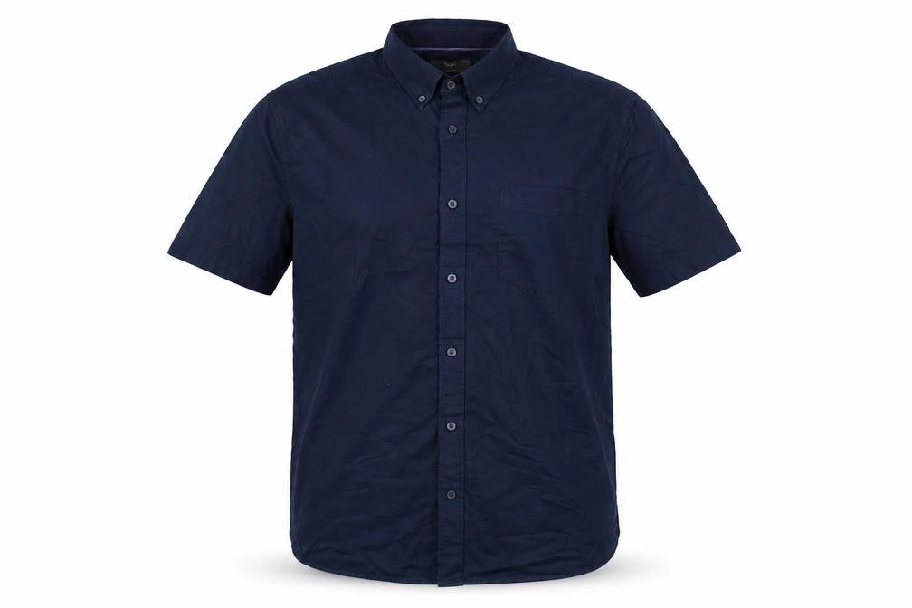 Marks and Spencer Men’s Navy Blue XL Regular Cotton Short Sleeve Shirt