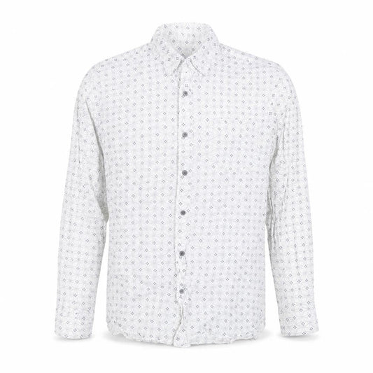 Next Men's White XL Geometric Print Long Sleeve Cotton Button-Up Shirt
