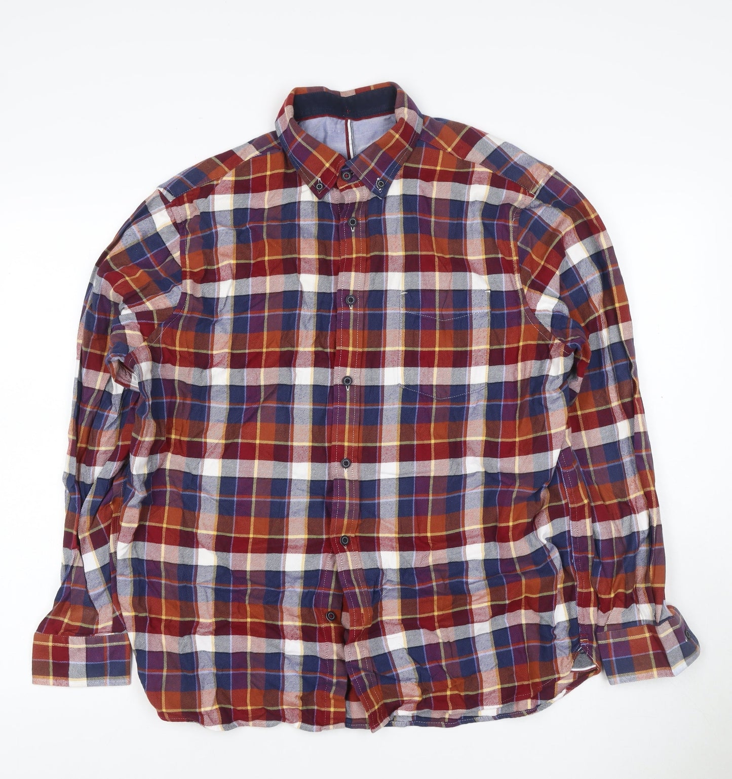 Marks & Spencer Men's Multicoloured L Plaid Cotton Button-Down Shirt