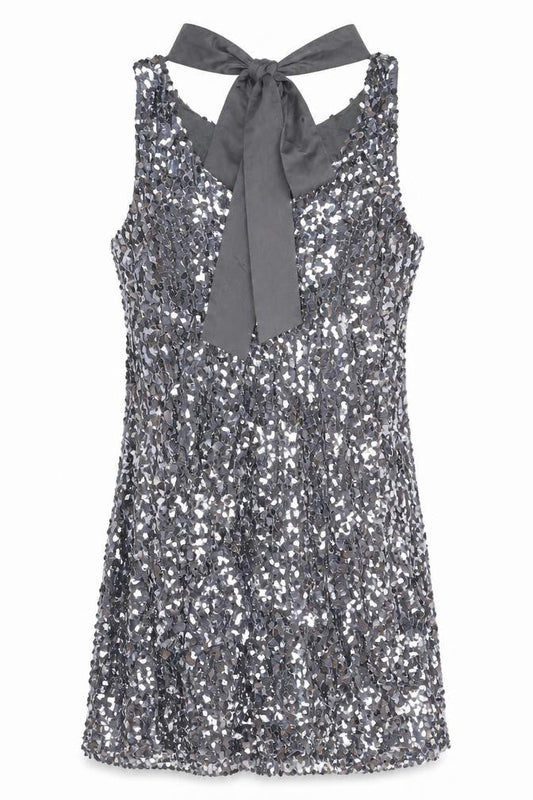 Nü Women Grey Sequin Halter Bodycon Mini Dress UK 12 Party