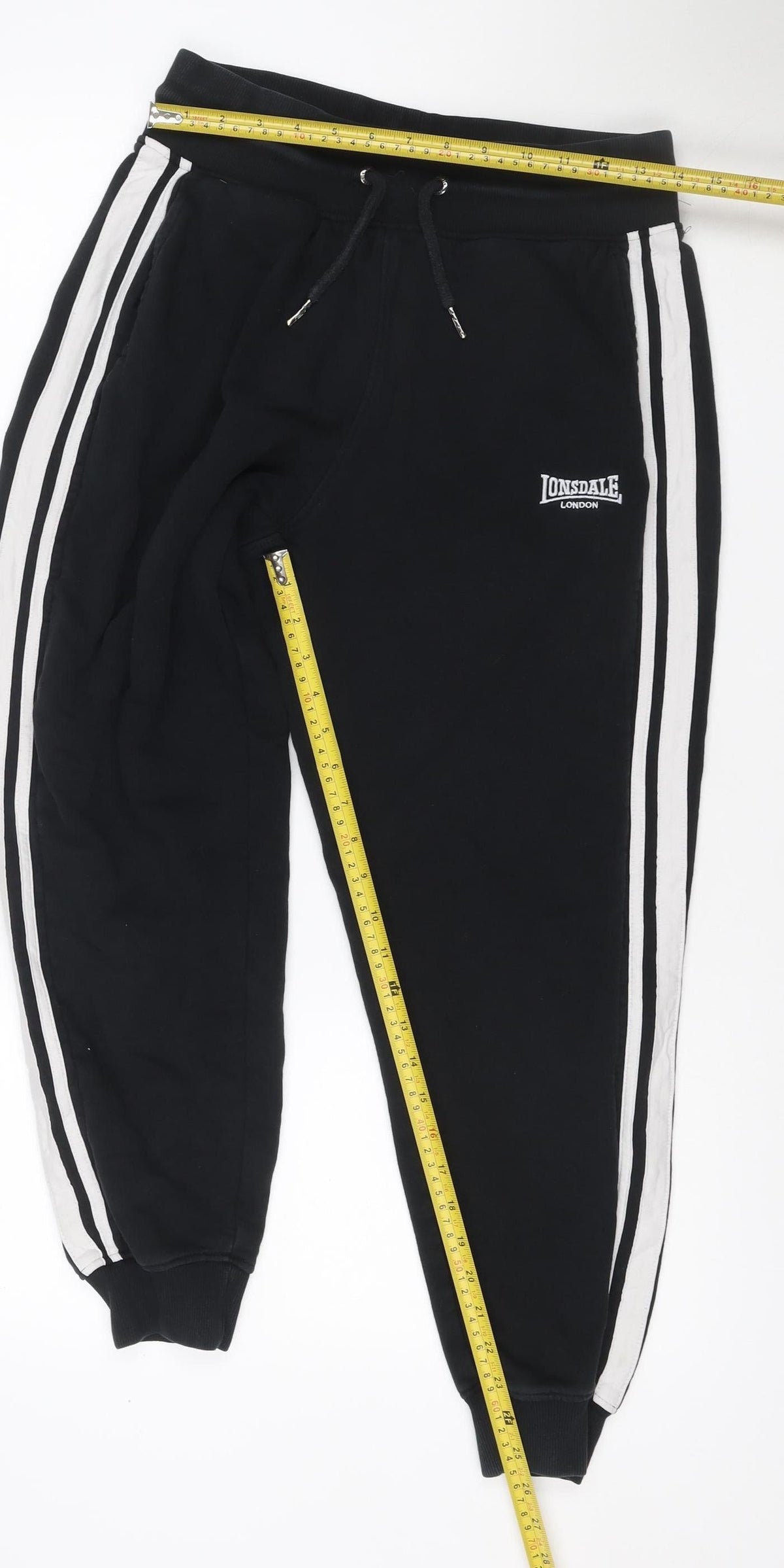 Lonsdale London Women Black UK 12 Jogger Track Pants Side Stripe