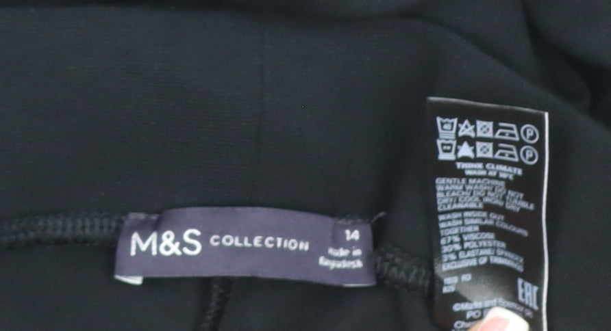 Marks and Spencer Women's Black Size 14 Straight Pull-On Work Trousers