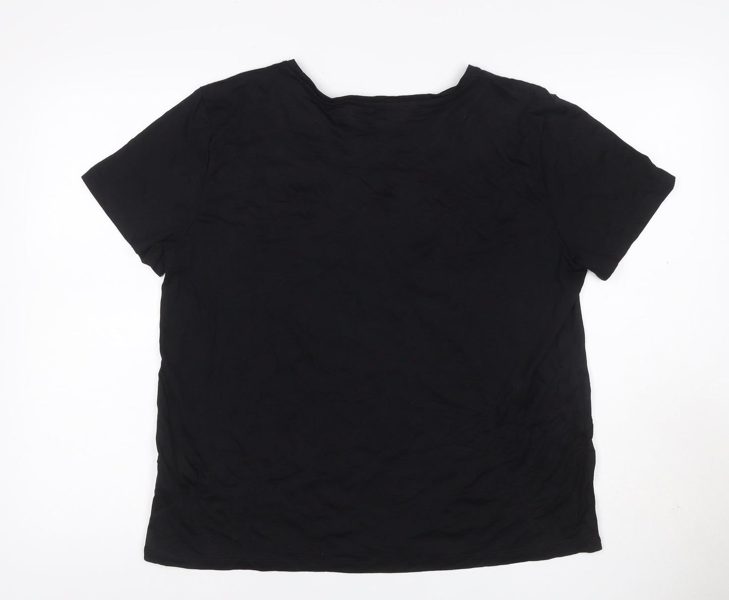 Pink Clam Women Black UK 14 Basic Crew Neck Stretch T-Shirt