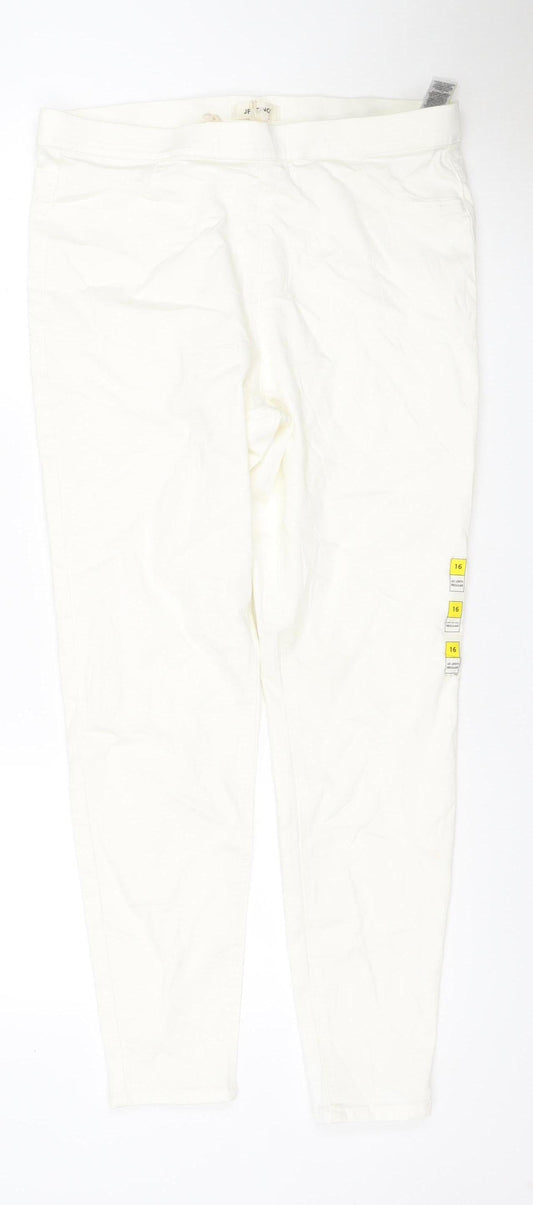Marks & Spencer Women Ivory UK 16 Straight Stretch Jeans Regular