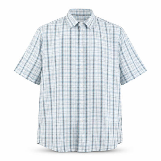 Taylor & Wright Men's Blue Check Short Sleeve Button-Up Shirt 2XL