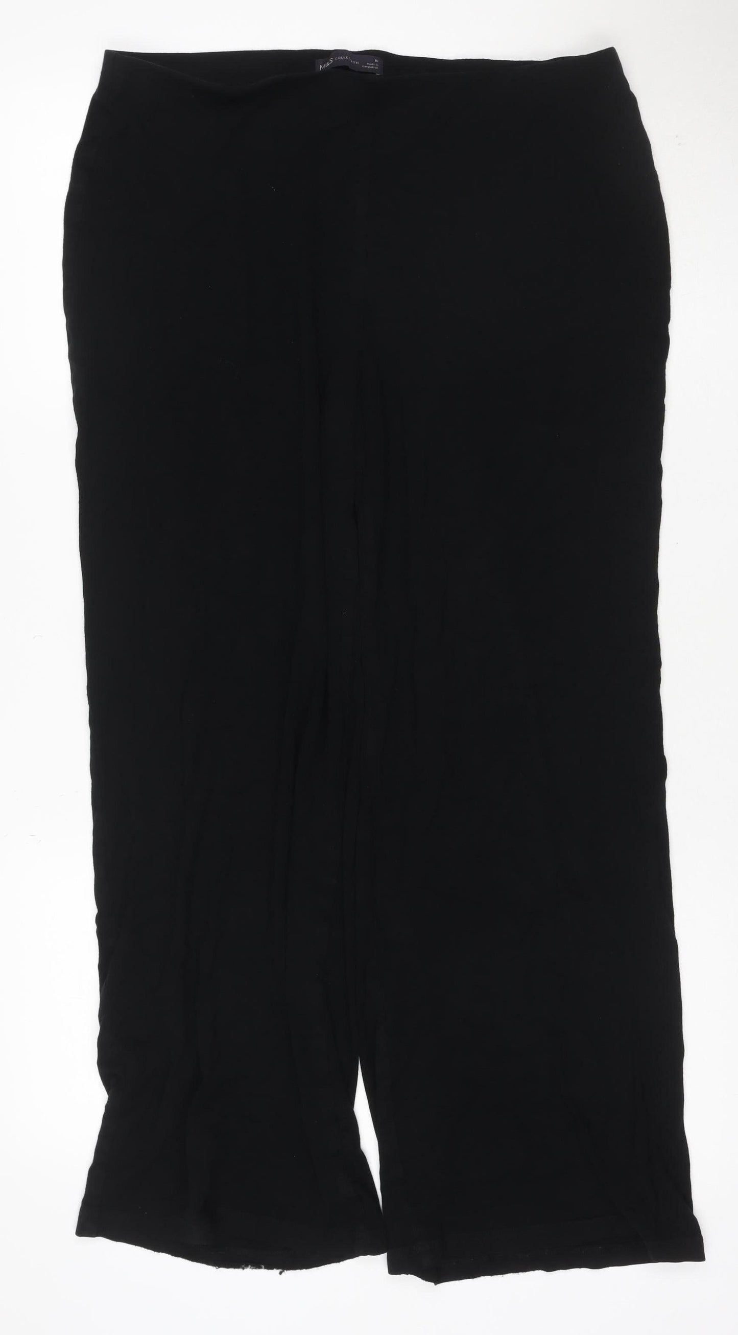 Marks & Spencer Women Black Size 16 Stretch Straight Leg Trousers