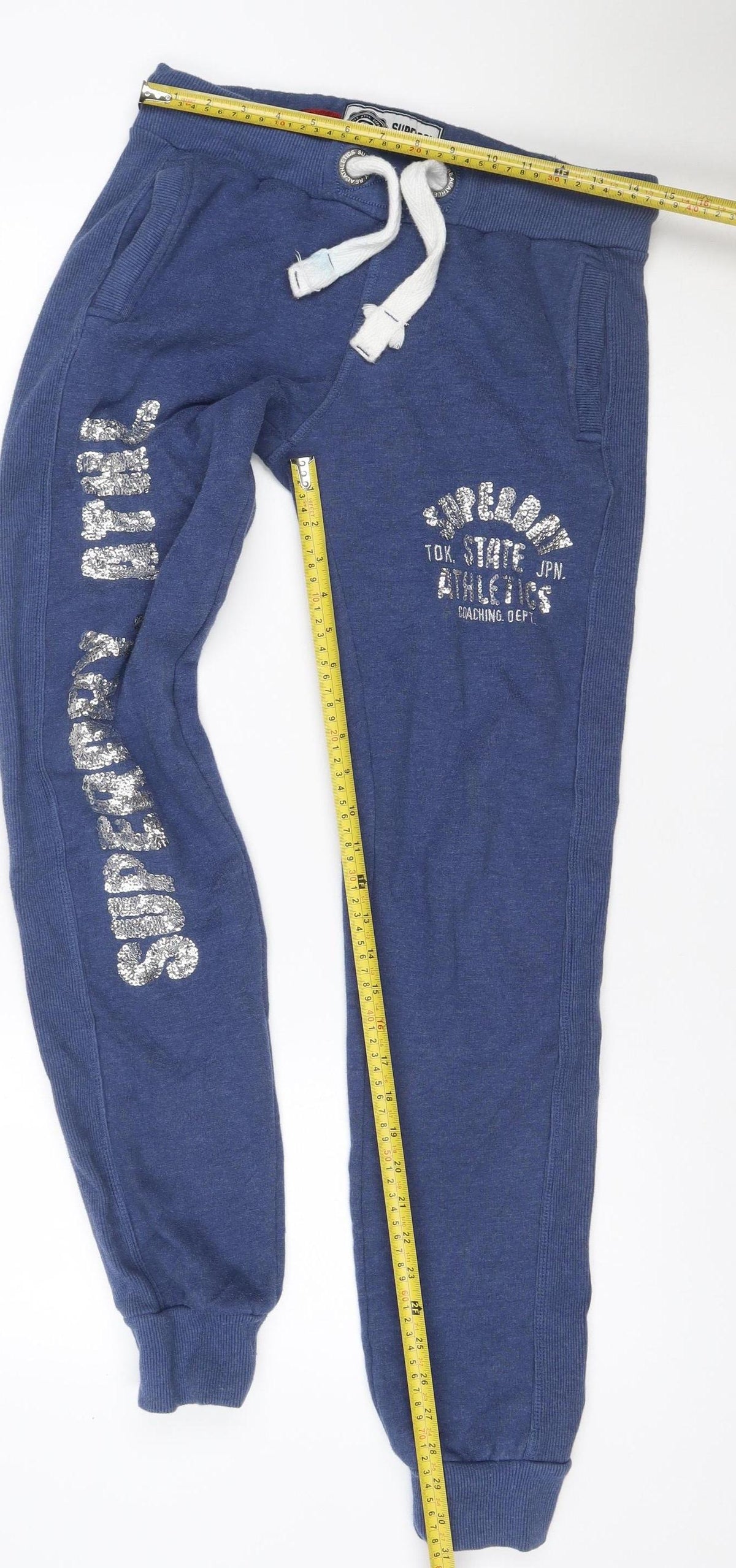 Superdry Women’s Blue S Jogger Sweatpants Cotton Blend Drawstring