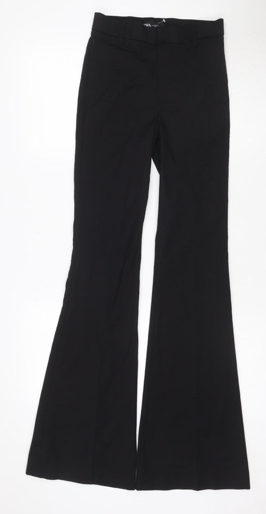 Zara Women’s Black XS Bootcut Smart Trousers Stretch Flat Front