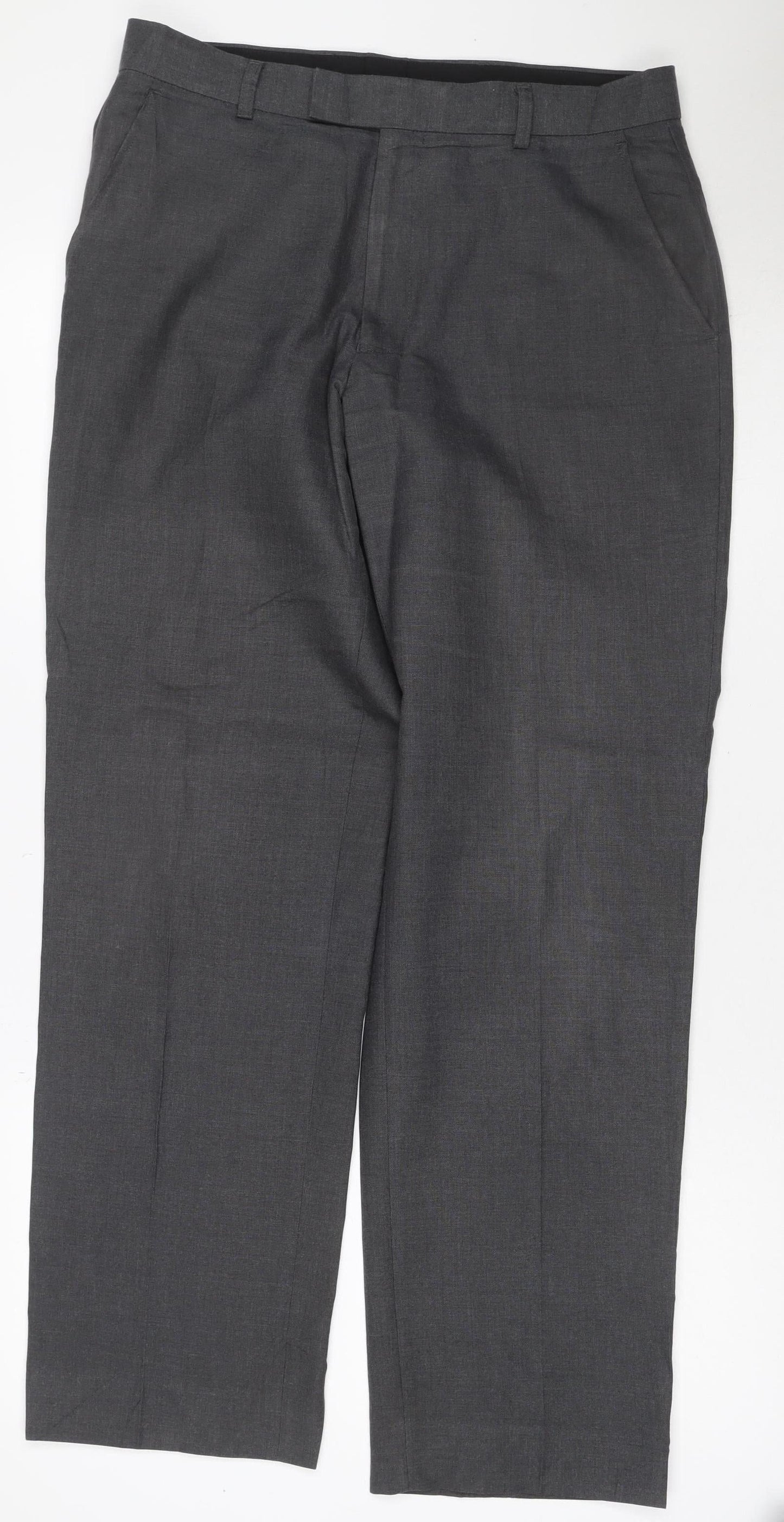 Marks and Spencer Men’s Grey 32 31 Straight Dress Trousers
